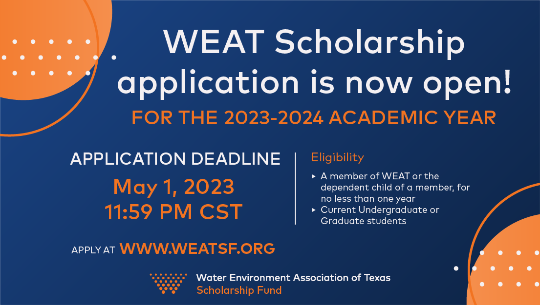 Water Environment Association of Texas WEAT Scholarships Deadline